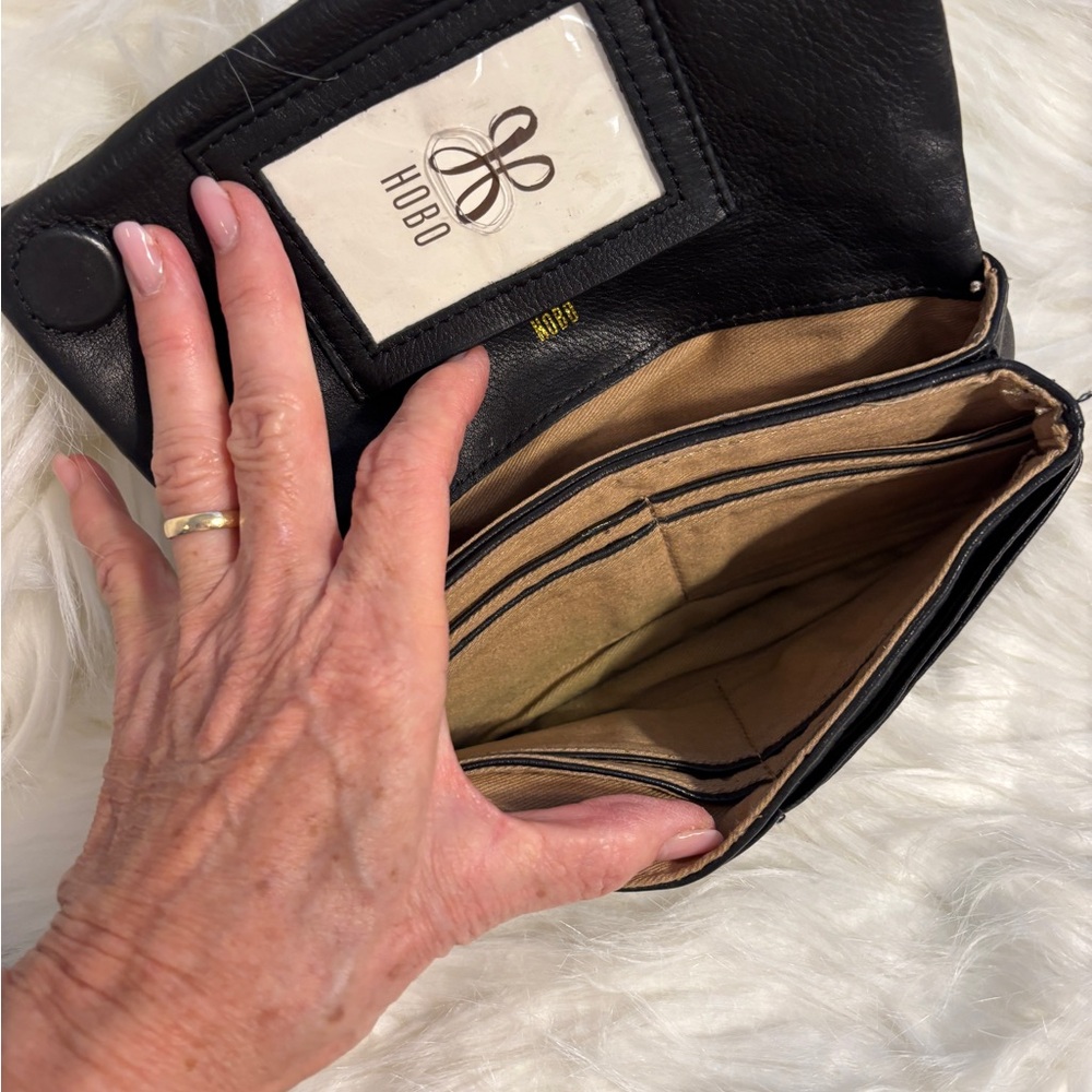 HOBO Advent Black Quilted Leather Wallet